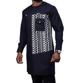 Summer Dashiki New Men's Suits Shirt Embroidered Kaftan Long Sleeve Top and Casual Pants 2 Piece Element Man Brand Set